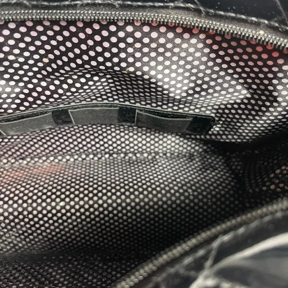 Caboodles Black Faux leather Patent Quilted Makeup Shoulder Bag.